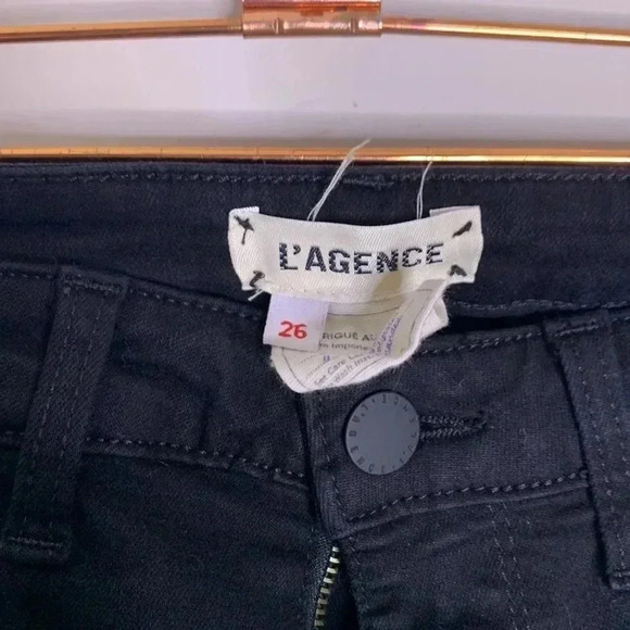 L'Agence Margot Tuxedo Stripe High Rise Skinny Jeans Black Silver Size 26 - Picture 6 of 8